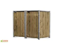 Cache-poubelle Double En Acier Et Bois De Pin Traité 139 X 80 X 115 Cm