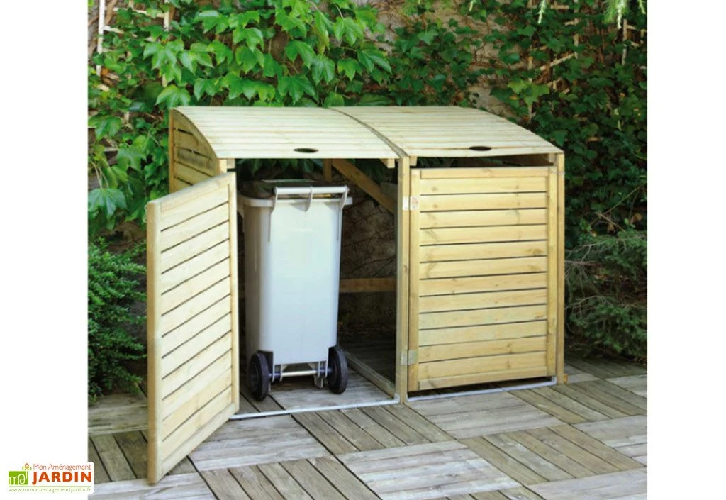 Cache Poubelle Double En Bois Traité Dioica – Image 2