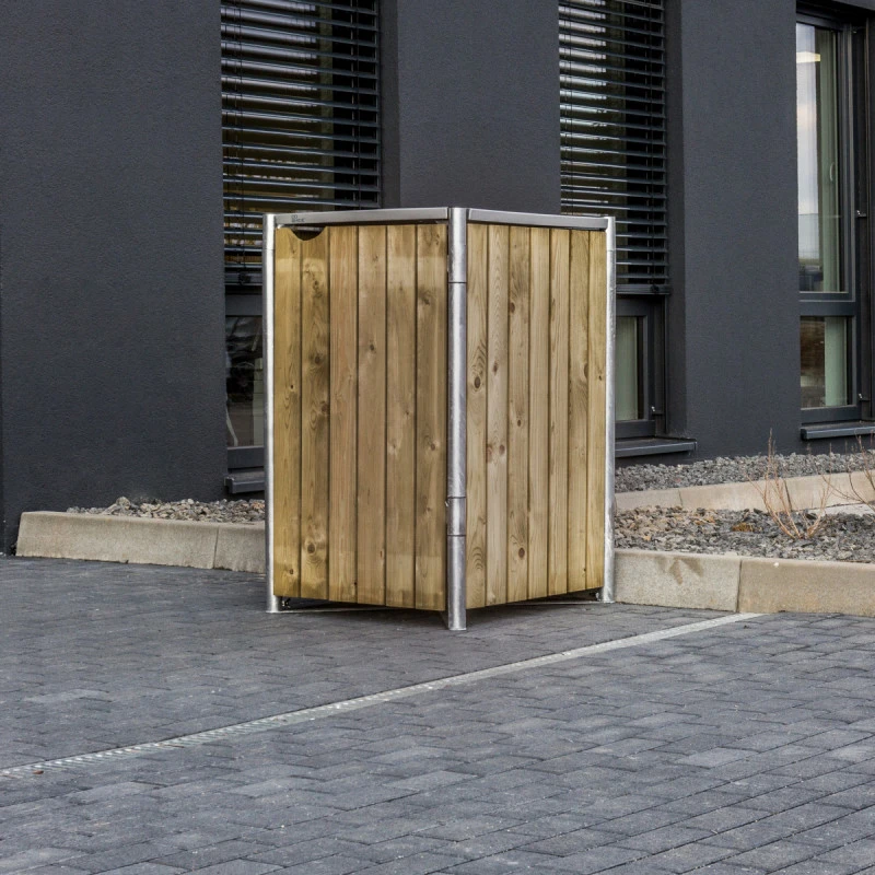 Cache-poubelle Müllbox En Bois Traité Naturel 140L – HIDE – Image 3