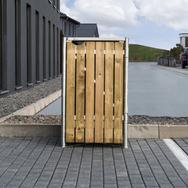 Cache-poubelle Müllbox En Bois Traité Naturel 140L – HIDE – Image 4