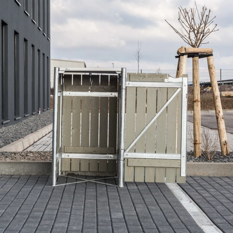 Cache-poubelle Müllbox En Bois Traité Gris 140L – HIDE – Image 5