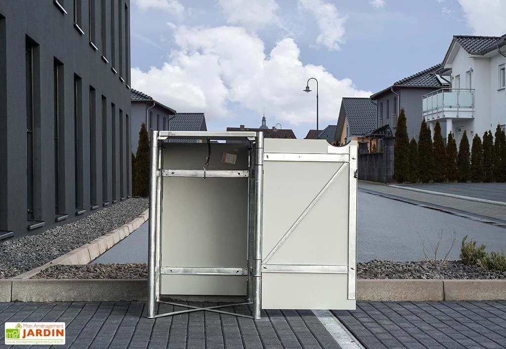 Cache-poubelle Simple En Acier Et Composite Aluminium 69 X 80 X 115 Cm – Image 3