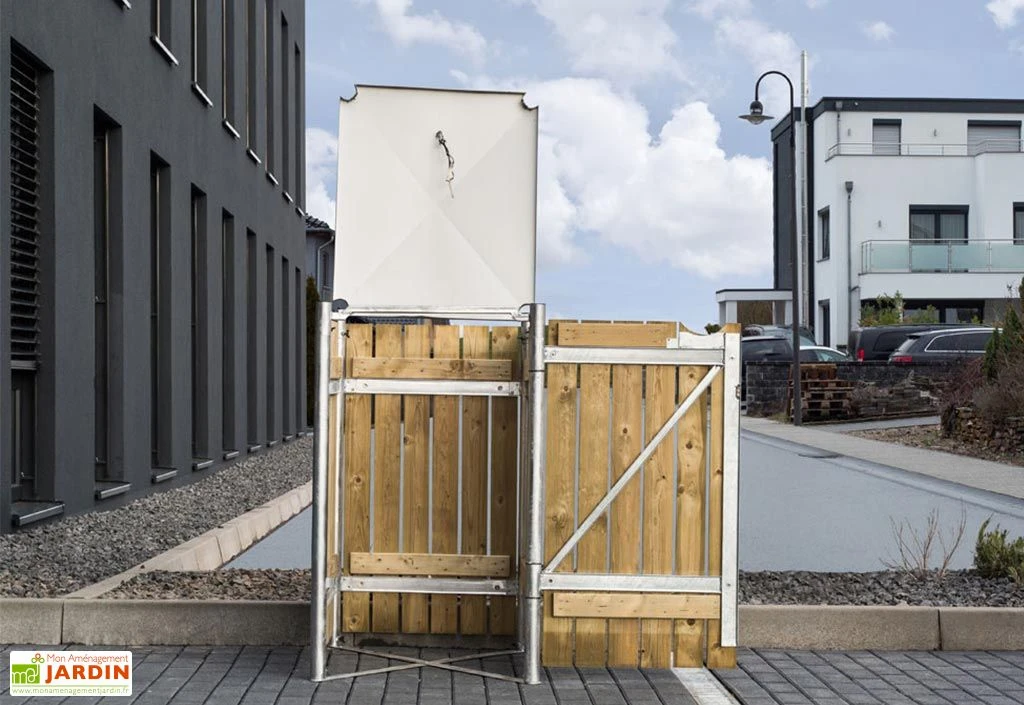 Cache-poubelle Simple En Acier Et Bois De Pin Traité 69 X 80 X 115 Cm – Image 4