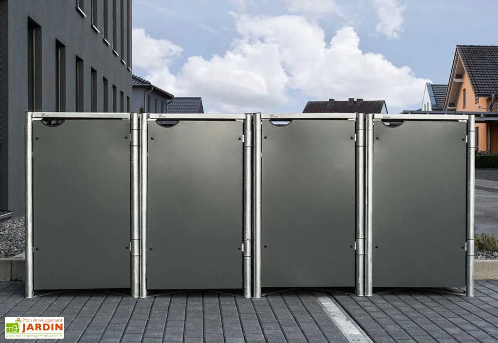 Cache-poubelles En Acier Et Composite Aluminium 278 X 80 X 115 Cm