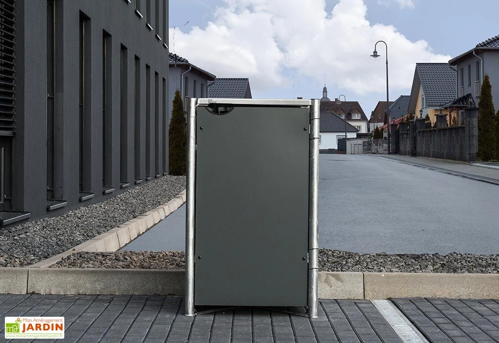 Cache-poubelle Simple En Acier Et Composite Aluminium 69 X 80 X 115 Cm – Image 2