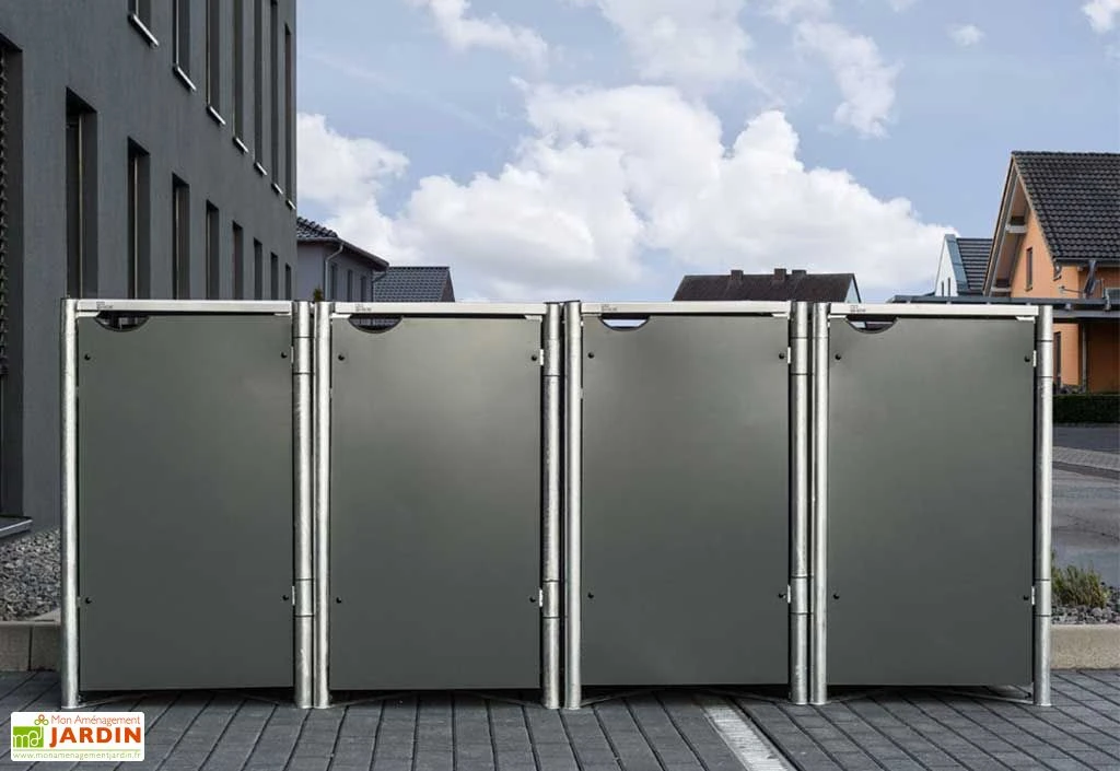 Cache-poubelles En Acier Et Composite Aluminium 241 X 63 X 115 Cm – Image 2