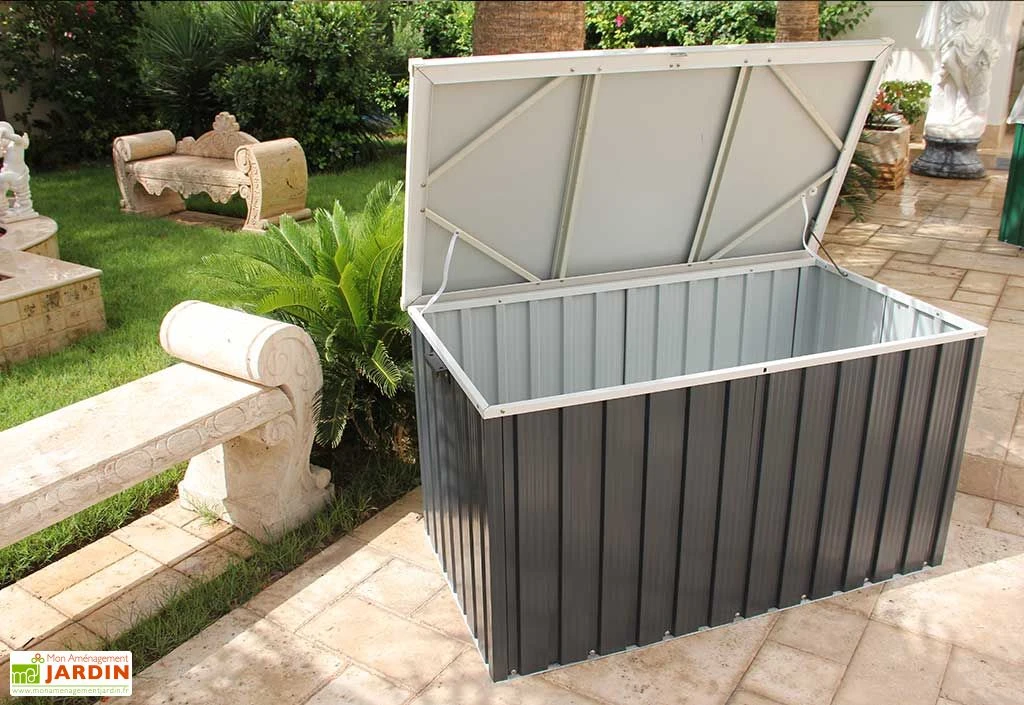 Coffre De Jardin En Métal Gris Anthracite Duramax - 174 X 73 X 73 Cm – Image 2