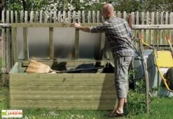 Coffre De Jardin En Bois De Pin Traité Et Tôle Galvanisée 78 X 188 Cm