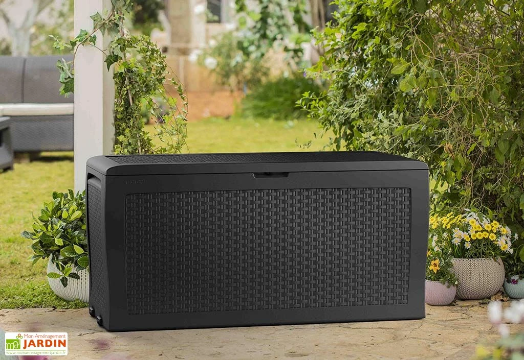 Coffre De Jardin Keter Gris En Résine Tressée – Samoa 270 L – Image 2