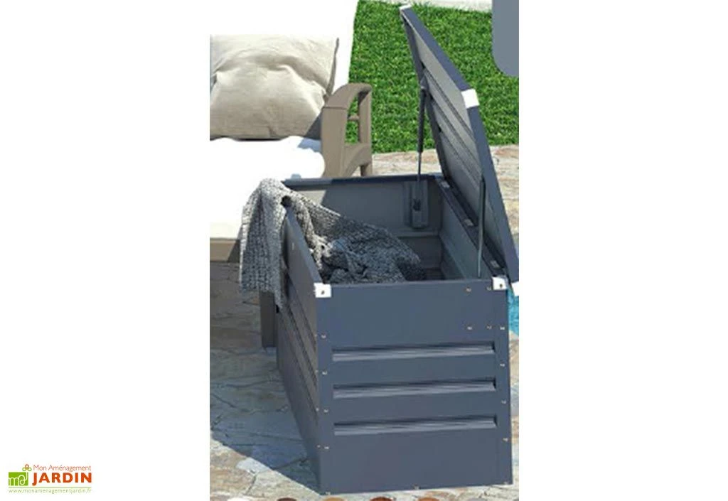Coffre De Jardin En Métal 400 L Anthracite – Image 2