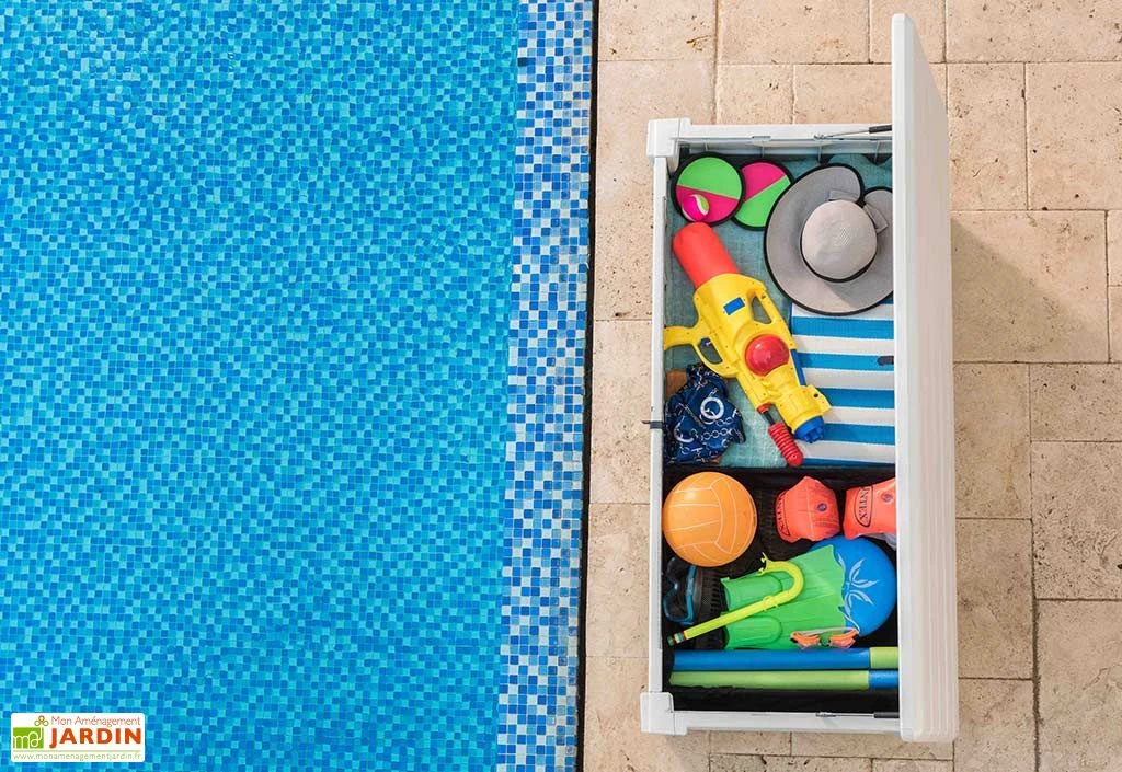 Coffre De Jardin Et Piscine Keter Blanc En Résine – Pool Box 455 L – Image 6
