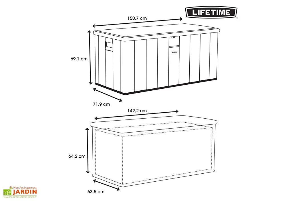Coffre De Rangement En Lifetime En PEHD Imitation Bois 570 L – Image 3