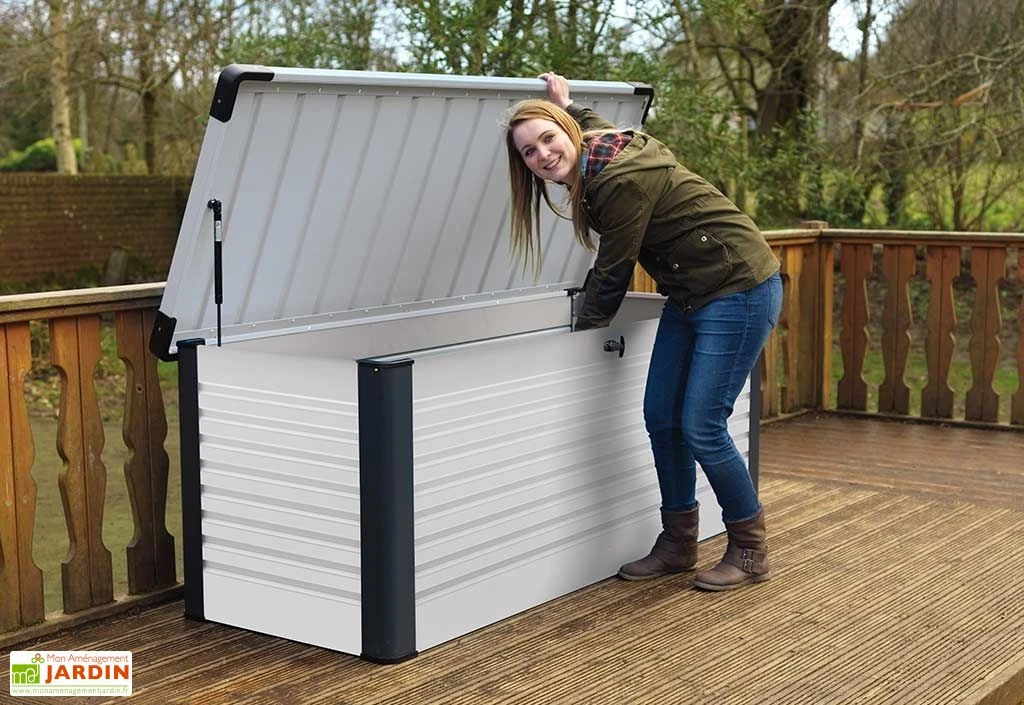 Coffre De Rangement Design En Métal PatioBox 135x78,5x72cm (4 Coloris) – Image 6