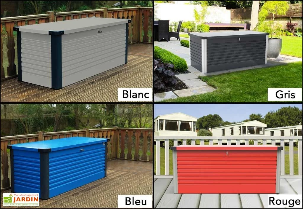 Coffre De Rangement Design En Métal PatioBox 135x78,5x72cm (4 Coloris) – Image 5