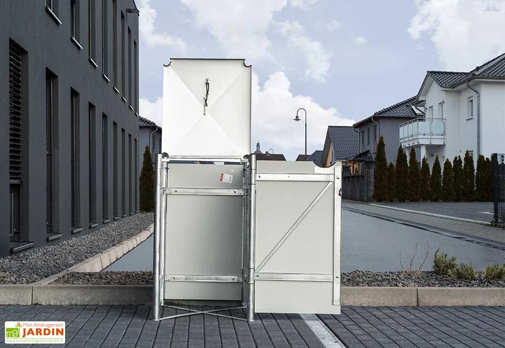 Cache-poubelle Simple En Acier Et Composite Aluminium 60 X 63 X 115 Cm – Image 6