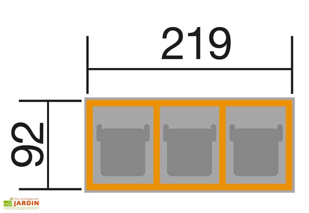 Cache-poubelle En Bois De Pin Traité 92 X 219 X 122 Cm (3 Poubelles) – Image 2