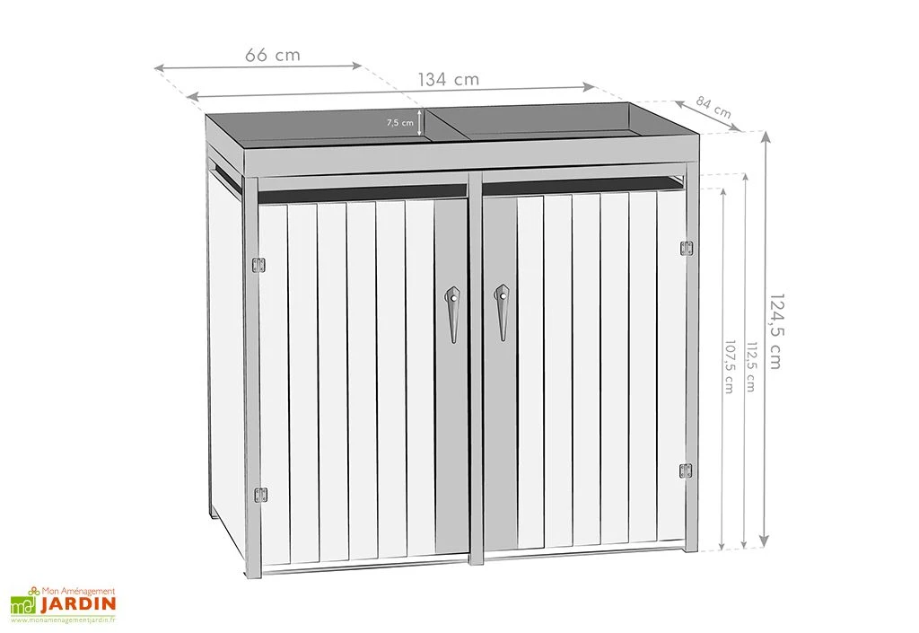 Cache Poubelle Extérieur Double Inox Imitation Bois – 2x 240 Litres – Image 5