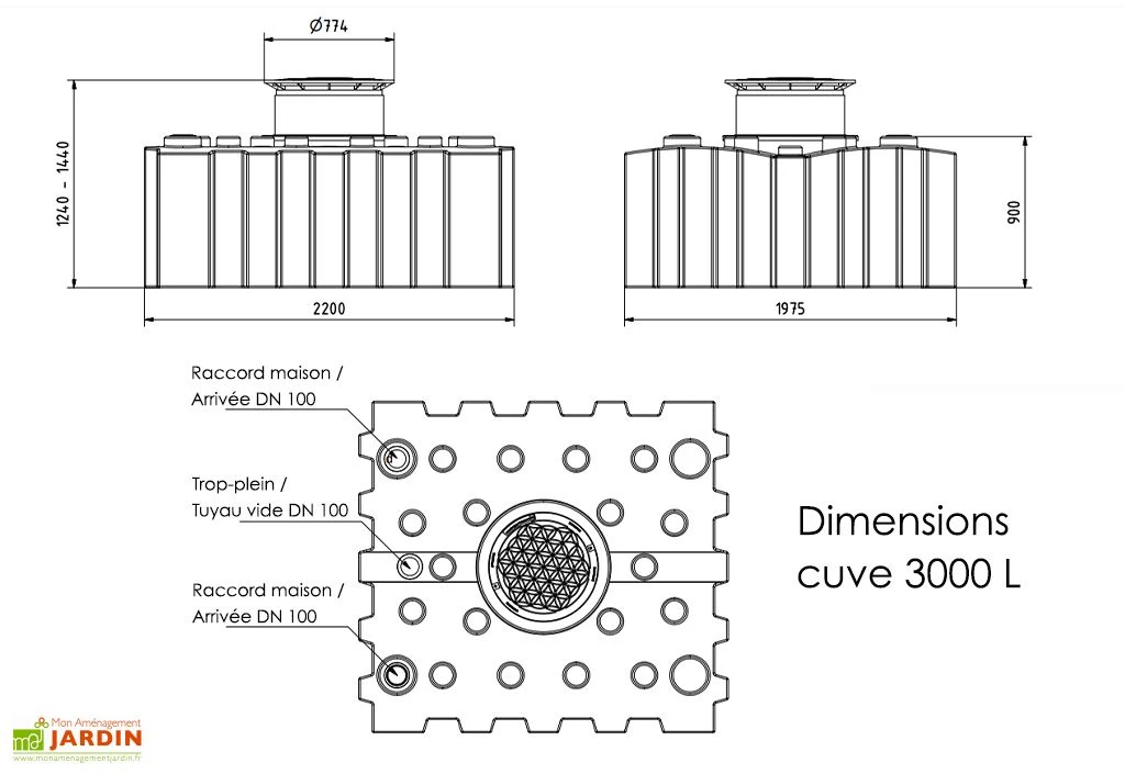 Cuve De Récupération D’eau De Pluie Enterrée – 3000 L Plate – Image 3