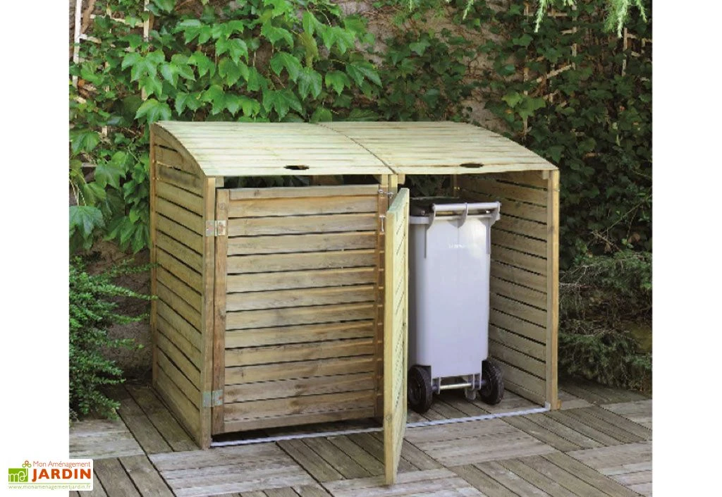 Cache Poubelle Double En Bois Traité Dioica – Image 3