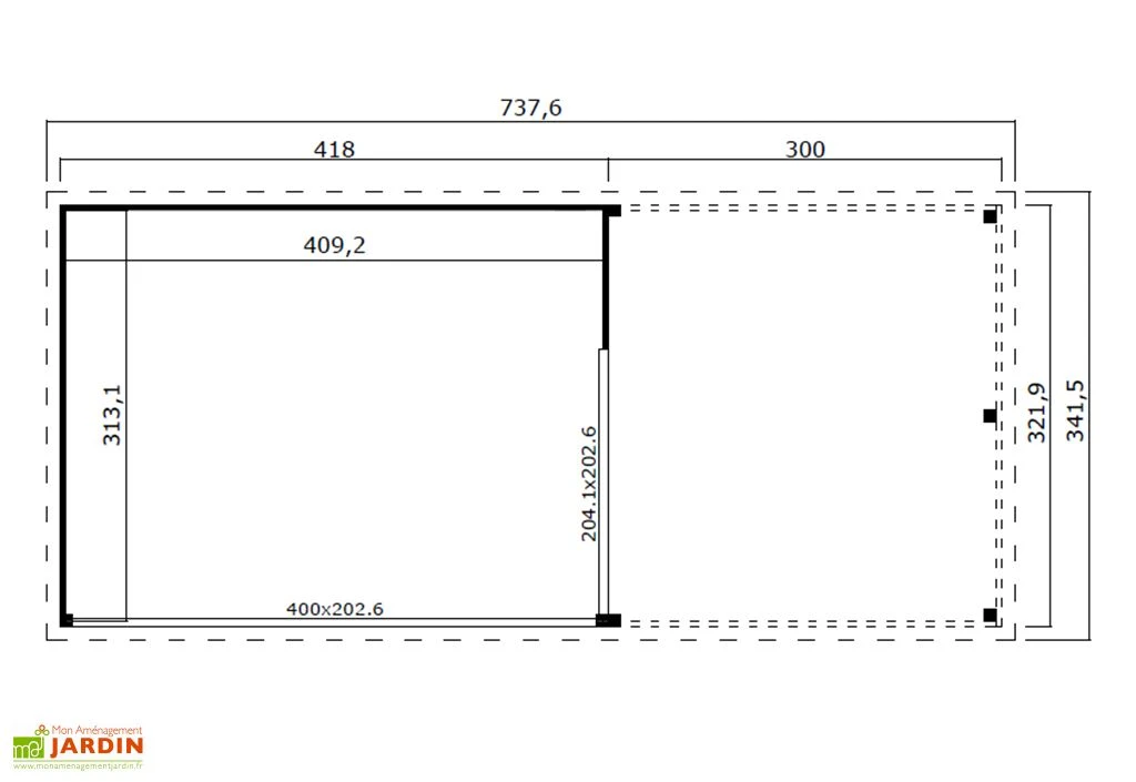 Extension De Toit En Bois D’épicéa Brut Pour Domeo 3 Et 4 - 9,6 M² – Image 2