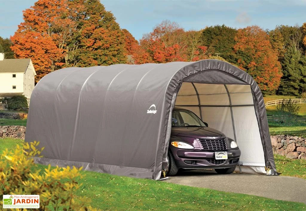 Abri Voiture En Toile : Polyéthylène Gris 610 X 370 Cm – 22,57 M²