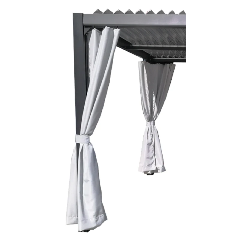 Kit De 2 Rideaux En Polyester Gris Perle Pour Pergolas Melbourne Et Brisbane - Couleurs Du Monde
