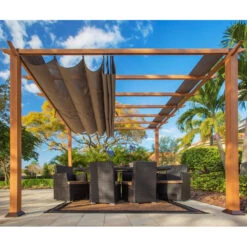 Pergola En Aluminium Marron Clair 350x350cm Florida - PARAGON OUTDOOR