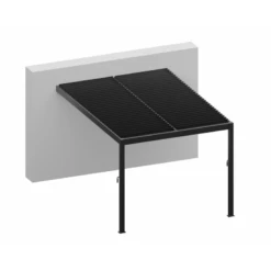 Pergola Adossée Bioclimatique En Aluminium Gris Anthracite 300x300cm Avec Lames Blanches ODIN - GardenGate
