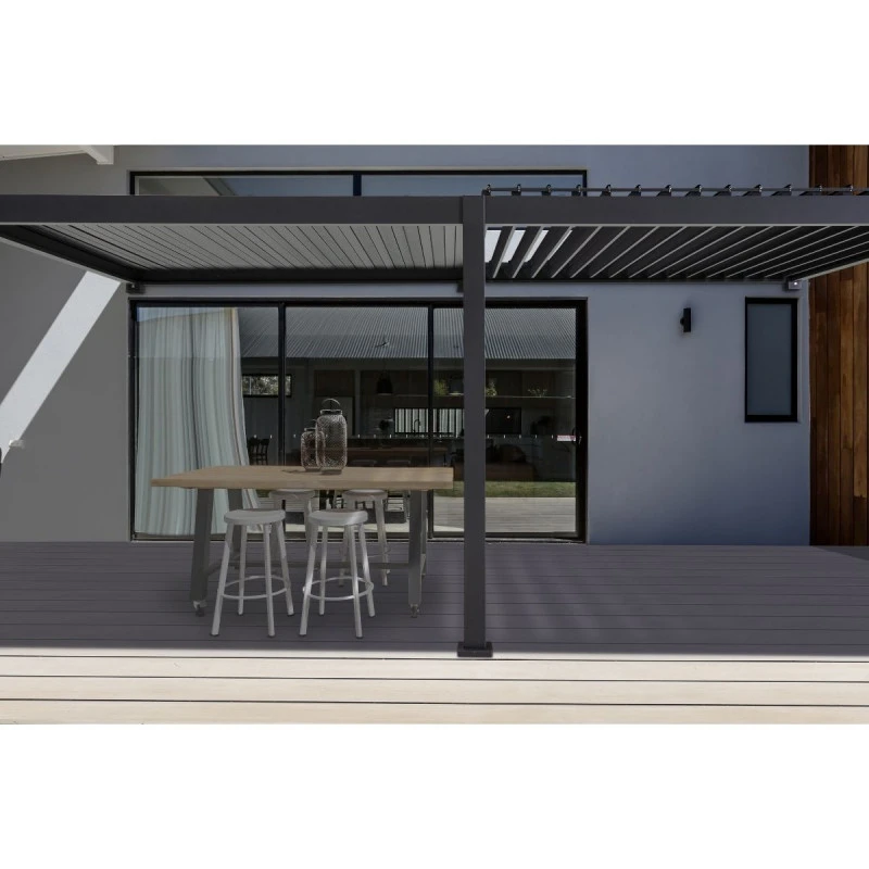 Pergola Bioclimatique Adossée En Alu Anthracite 3x5.3m Ombrea – Image 2