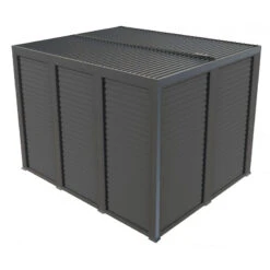 Pergola Bioclimatique Alu Anthracite 10,80m² Toit Avec Lames Ovales Alu + Ventelles Pour Les Côtés 3m Et 3,60m – HABRITA