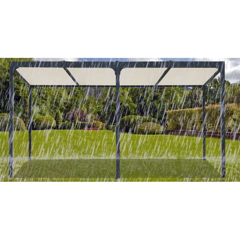 Pergola Bioclimatique Aluminium Anthracite 21,52m² + Toit Avec Lames Ovales écru HABRITA – Image 4