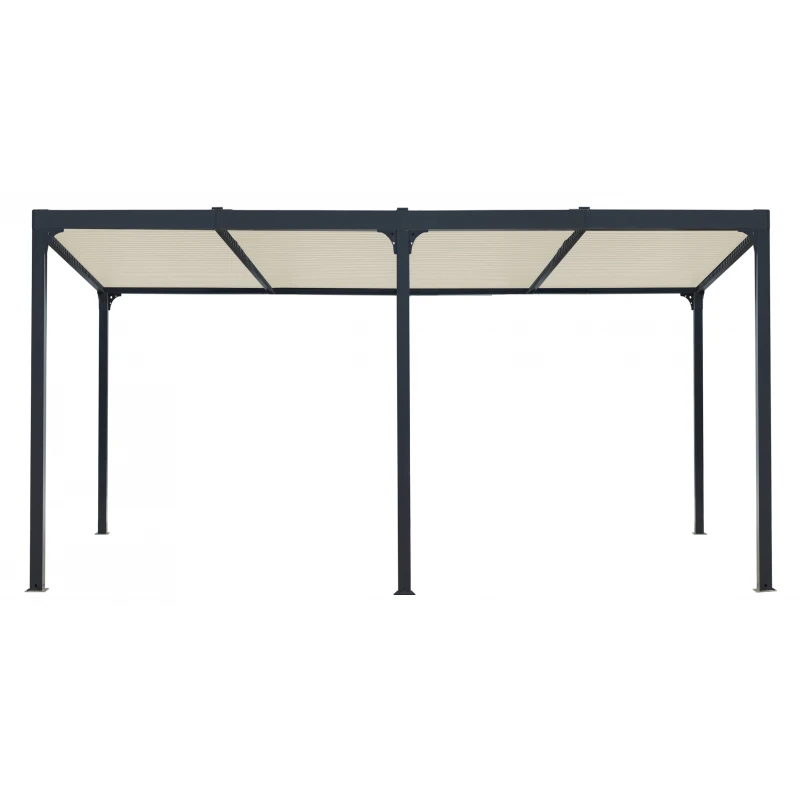 Pergola Bioclimatique Aluminium Anthracite 21,52m² + Toit Avec Lames Ovales écru HABRITA