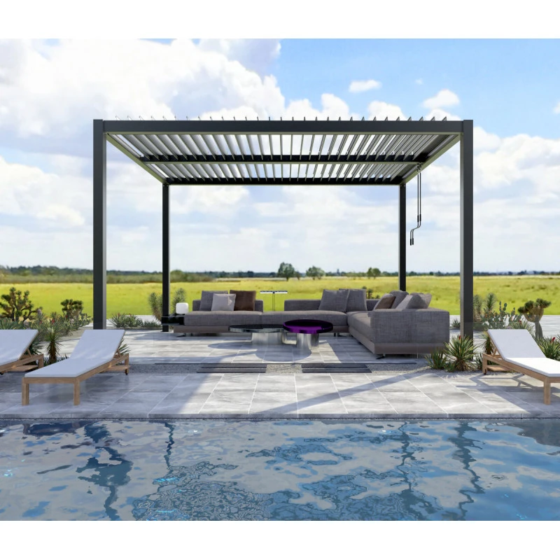 Pergola Bioclimatique Autoportante En Aluminium Anthracite 4x4m - X-METAL – Image 2