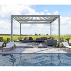 Pergola Bioclimatique Autoportante En Aluminium Gris Clair 4x4m - X-METAL