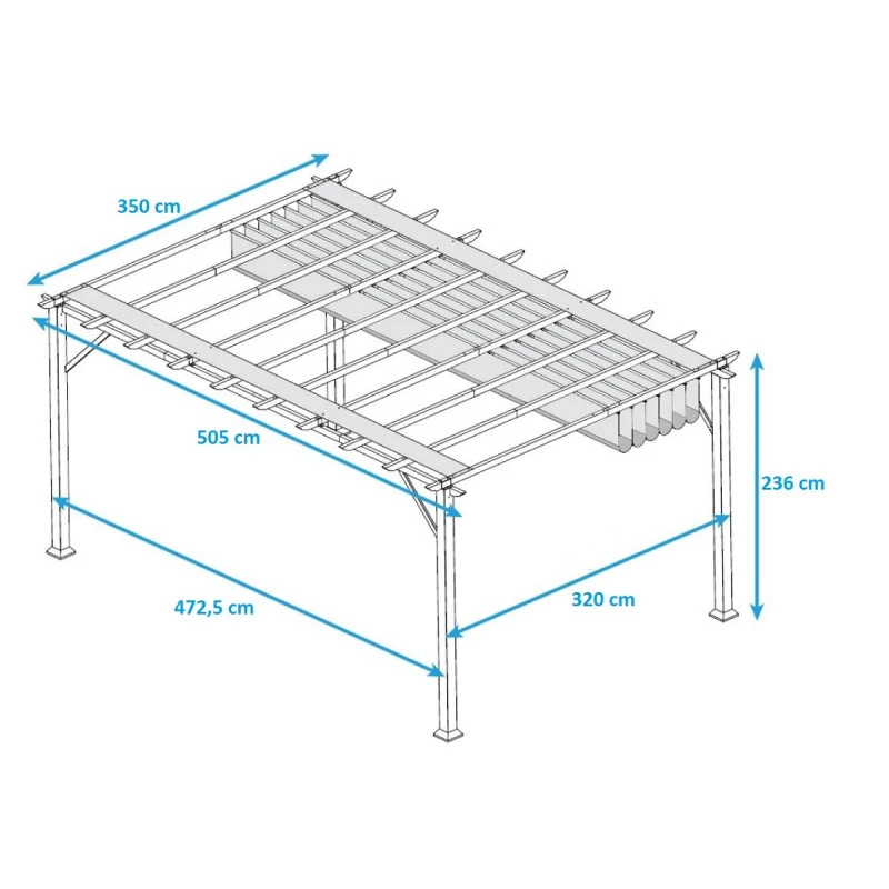 Pergola En Aluminium Blanc 350x505cm Florence – PARAGON OUTDOOR – Image 3