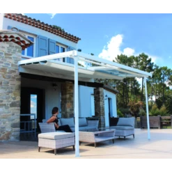 Pergola En Aluminium Thermolaqué Et Polycarbonate Blanc 360x300cm - ODESSA - Couleurs Du Monde