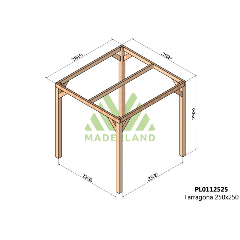 Pergola En Bois Lamellé-collé 250x250cm Tarragona – Maderland – Image 2
