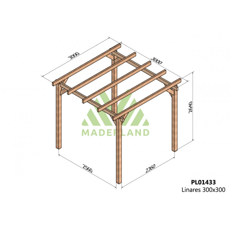 Pergola En Bois Lamellé-collé 300x300cm Linares – Maderland – Image 2