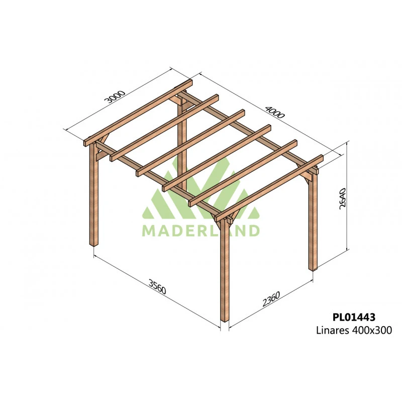 Pergola En Bois Lamellé-collé 400x300cm Linares – Maderland – Image 2