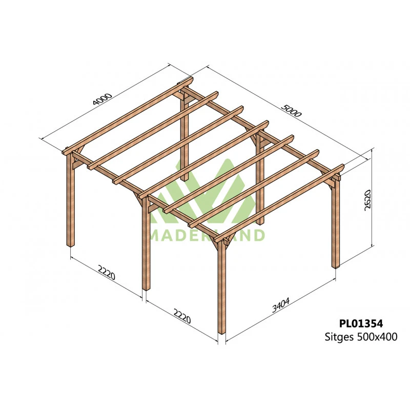Pergola En Bois Lamellé-collé 500x400cm Sitges – Maderland – Image 2