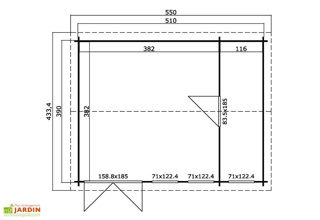 Abri De Jardin En Bois D’épicéa Brut 19,9 M² - Douro – Image 2