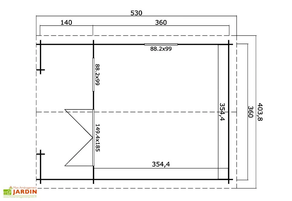 Abri De Jardin En Bois D’épicéa 18 M² - Luna 2 – Image 2