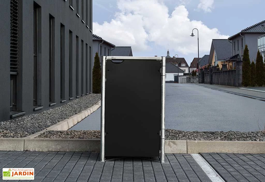 Cache-poubelle Simple En Acier Et Composite Aluminium 60 X 63 X 115 Cm – Image 2