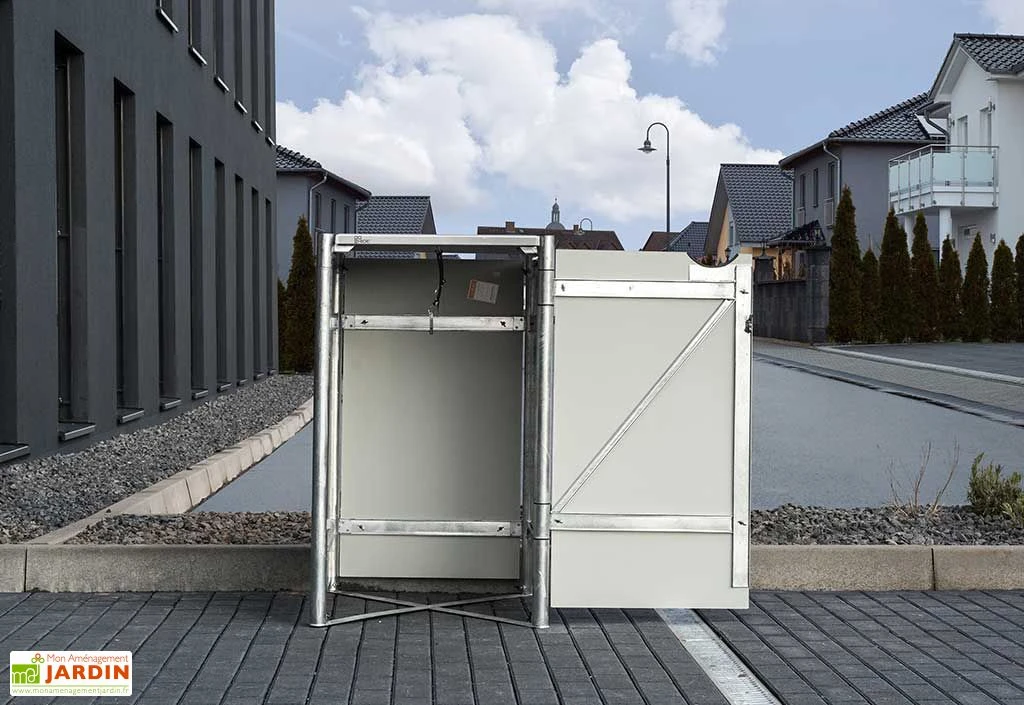 Cache-poubelle Simple En Acier Et Composite Aluminium 60 X 63 X 115 Cm – Image 5