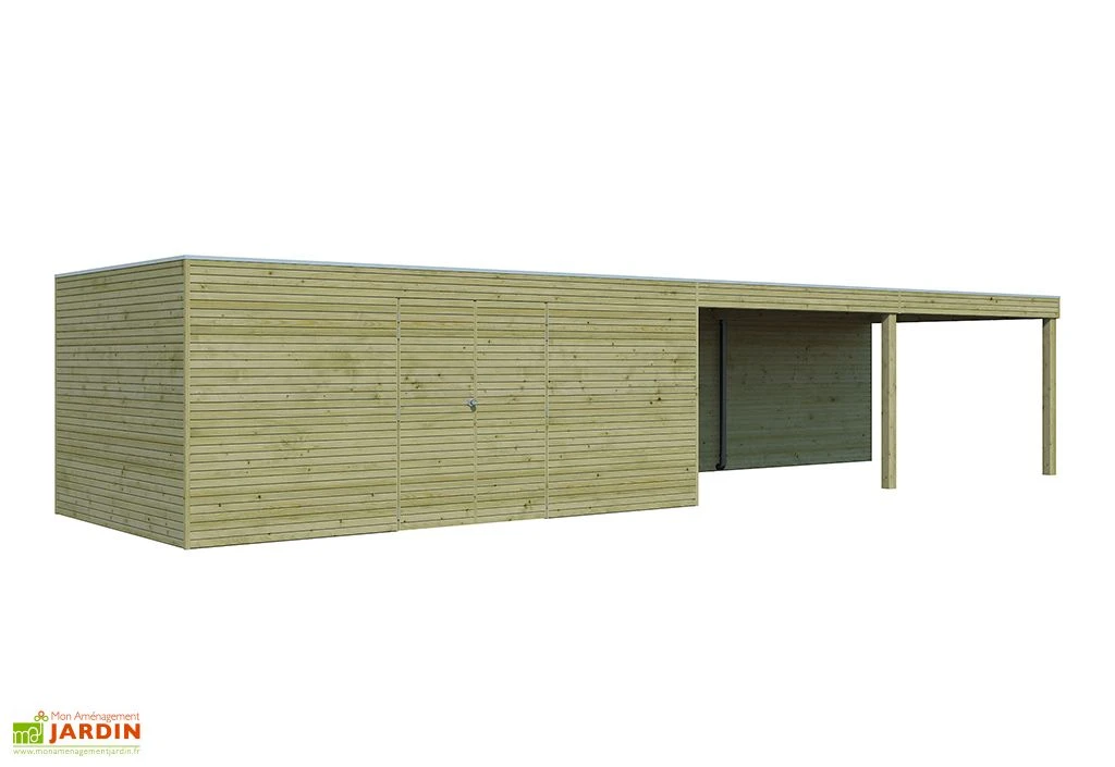 Abri De Jardin En Bois Traité Autoclave Et Auvent - 28 Mm – Image 2