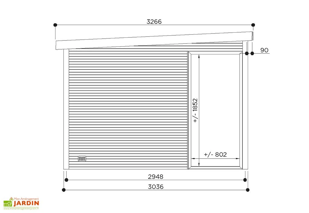 Solid Abri De Jardin En Bois D’épicéa Brut Avec Baie Vitrée - Seda 9,22 M² – Image 3