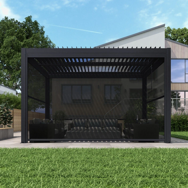 Store Avec Cadre Latéral Anthracite 370cm Pour Pergola Bioclimatique En Aluminium X-METAL – Image 2